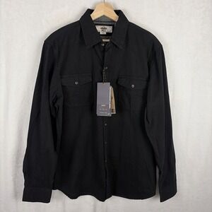 MBX Premium Goods Shirt Casual Pocket Button Up Black Long Sleeve Sz Medium NWT